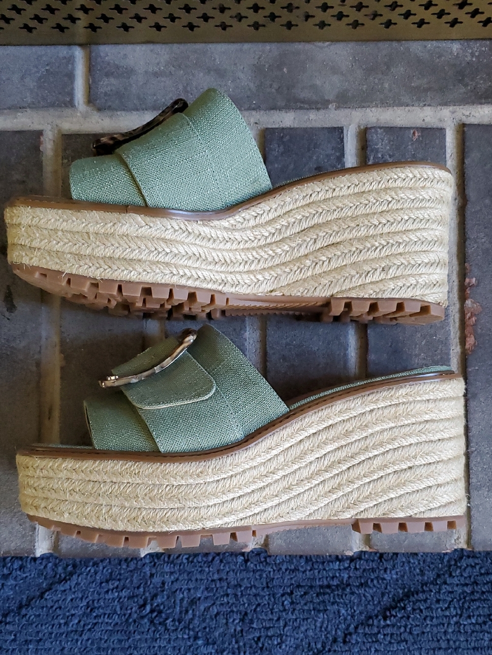 Sam Edelman Women's NIB Livi Jade Linen Platform Sandals Size 10 - Picture 2 of 7